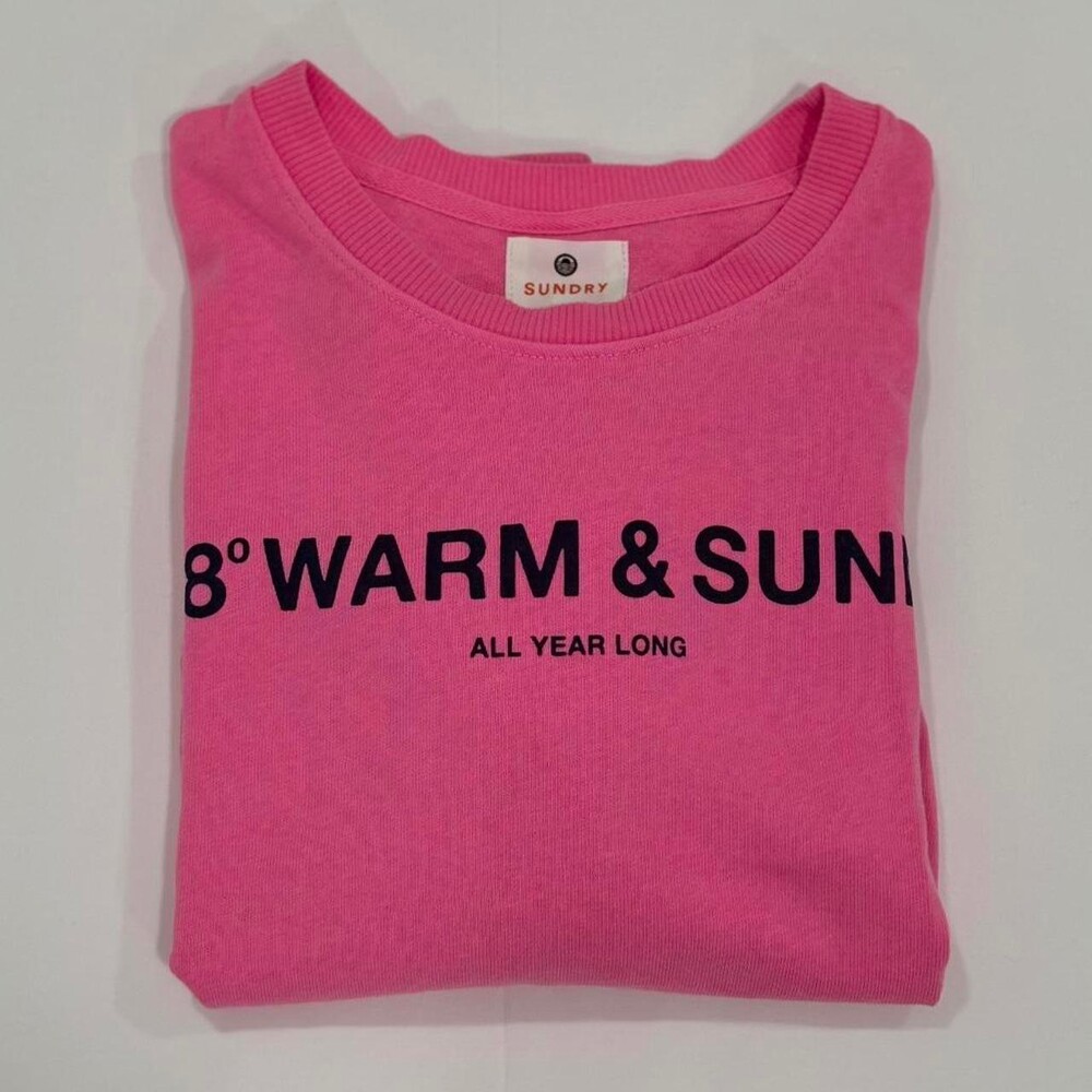 NWOT Sundry 78åÁ Crop Sweatshirt Pigment Neon Pink | Size 1 - Picture 3 of 8